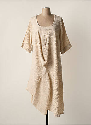 Robe mi-longue manches longues manches longues beige GERSHON BRAM femme