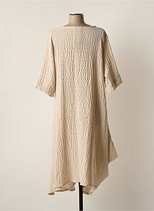 Robe mi-longue coupe fluide manches longues beige GERSHON BRAM femme