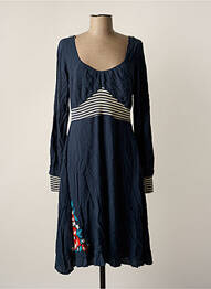 Robe mi-longue coupe fluide manches longues bleu BLUTSGESCHWISTER femme