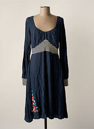 Robe mi-longue manches longues manches longues bleu BLUTSGESCHWISTER femme