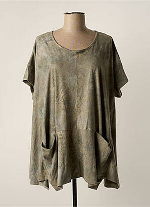 Top coupe fluide manches courtes vert ALEMBIKA femme