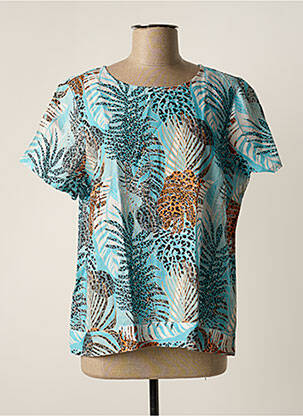 Top imprimé fantaisie manches courtes bleu MALVIN femme