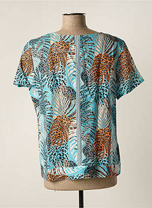 Top imprimé fantaisie manches courtes bleu MALVIN femme