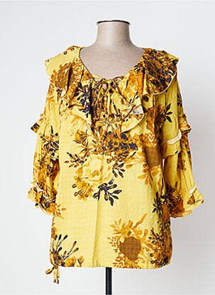 Blouse tissage popeline manches longues jaune FRED SABATIER femme
