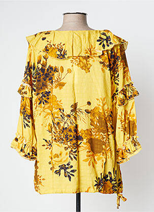 Blouse tissage popeline manches longues jaune FRED SABATIER femme