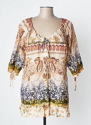 Chemisier imprimé fleurs manches 3/4 beige FRED SABATIER femme