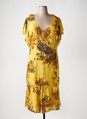 Robe longue manches courtes manches courtes jaune FRED SABATIER femme