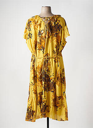 Robe longue manches courtes manches courtes jaune FRED SABATIER femme