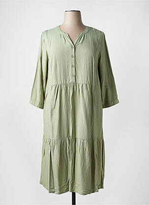 Robe mi-longue manches 3/4 manches 3/4 vert CISO femme