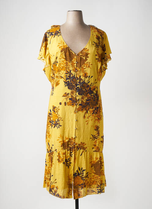Robe longue manches courtes manches courtes jaune FRED SABATIER femme
