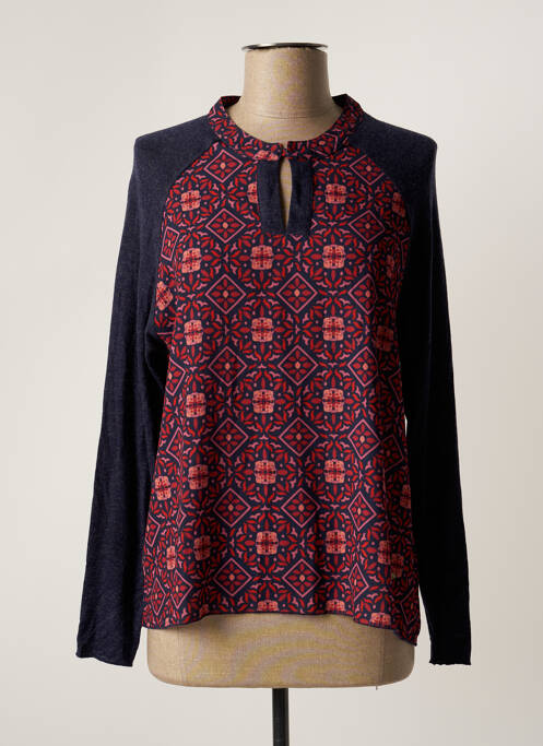 Top coupe fluide manches longues bleu THALASSA femme