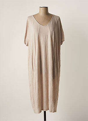 Robe mi-longue manches courtes manches courtes beige VETONO femme