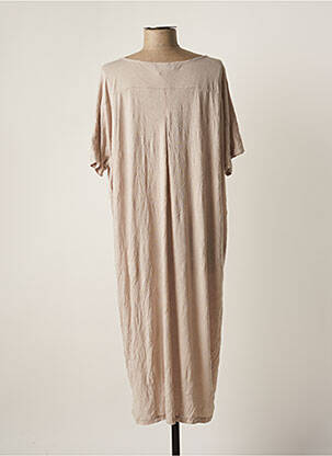 Robe mi-longue manches courtes manches courtes beige VETONO femme