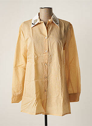 Chemisier tissage popeline manches longues beige WU'SIDE femme