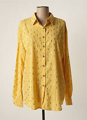 Chemisier tissage crêpe manches longues jaune LARA femme