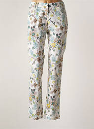Pantalon slim tissage popeline taille normale blanc AGATHE & LOUISE femme