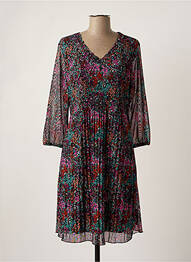 Robe mi-longue coupe fluide manches longues noir CHRISTINE LAURE femme