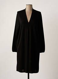 Robe mi-longue manches longues manches longues noir DANIELA femme