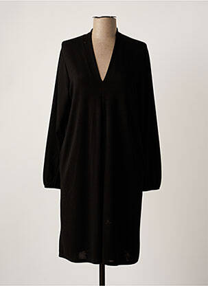 Robe mi-longue manches longues manches longues noir DANIELA femme