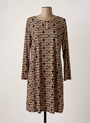 Robe mi-longue coupe fluide manches longues jaune TINTA STYLE femme