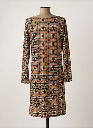 Robe mi-longue coupe fluide manches longues jaune TINTA STYLE femme