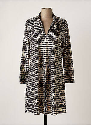 Robe mi-longue imprimé fantaisie manches longues noir TINTA STYLE femme