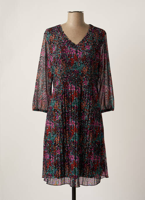 Robe mi-longue coupe fluide manches longues noir CHRISTINE LAURE femme
