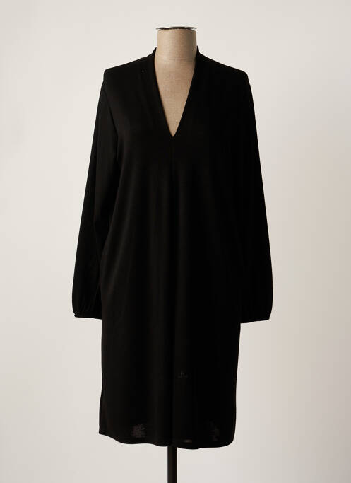Robe mi-longue manches longues manches longues noir DANIELA femme