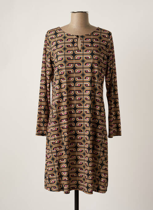 Robe mi-longue coupe fluide manches longues jaune TINTA STYLE femme