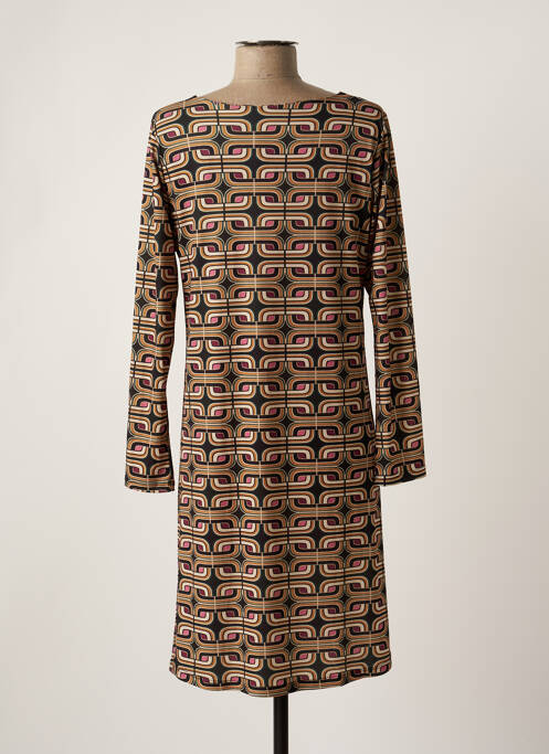 Robe mi-longue coupe fluide manches longues jaune TINTA STYLE femme