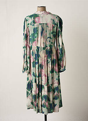 Robe mi-longue coupe fluide manches longues vert JENSEN femme
