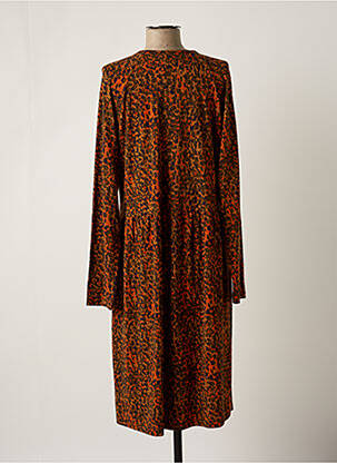 Robe mi-longue coupe fluide manches longues marron CISO femme