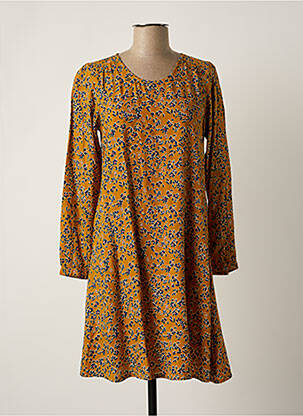 Robe mi-longue coupe fluide manches longues jaune AGATHE & LOUISE femme