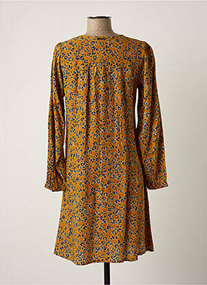 Robe mi-longue imprimé fleurs manches longues jaune AGATHE & LOUISE femme
