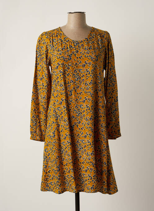 Robe mi-longue coupe fluide manches longues jaune AGATHE & LOUISE femme