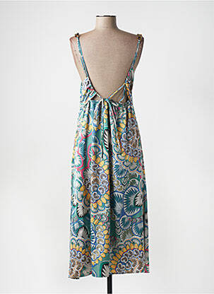 Robe longue imprimé fantaisie fines bretelles vert THE KORNER femme