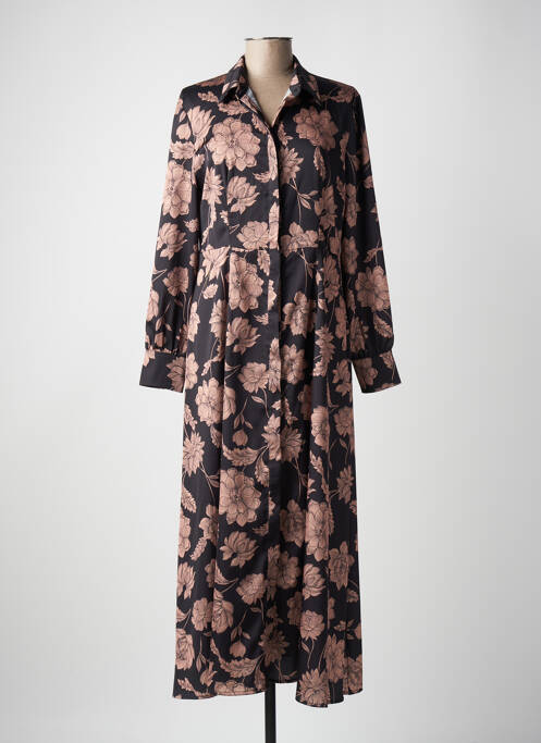 Robe longue imprimé fleurs manches longues noir GAUDI femme