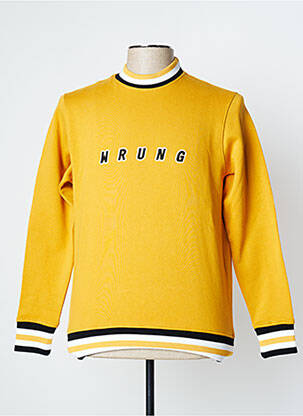Sweat-shirt broderie manches longues jaune WRUNG homme