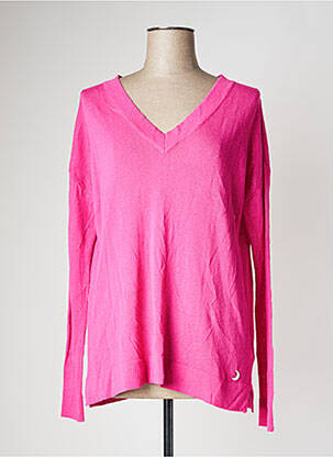 Pull col v manches longues rose SEE THE MOON femme