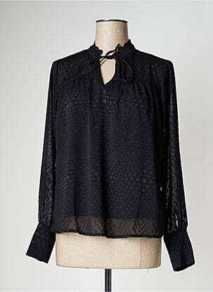 Blouse légère et transparente manches longues noir TRAMONTANA femme