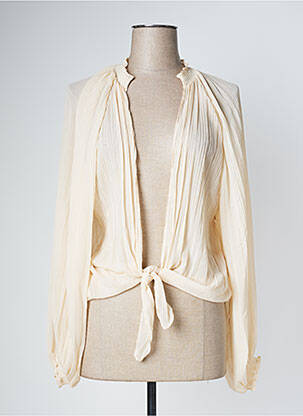 Gilet cache-cœur poignets poignets élastiqués beige LOLA CASADEMUNT femme