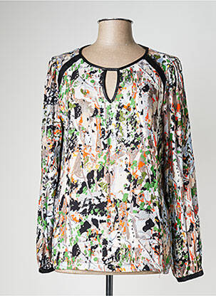Blouse tissage popeline manches longues vert MALOKA femme