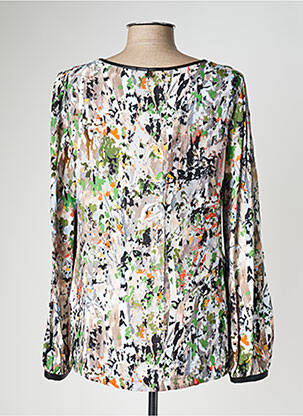 Blouse tissage popeline manches longues vert MALOKA femme