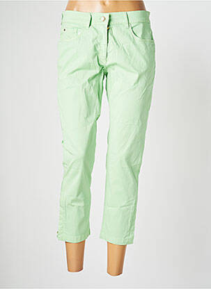 Pantacourt stretch taille normale vert ZERRES femme