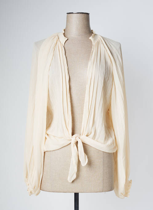 Gilet cache-cœur poignets poignets élastiqués beige LOLA CASADEMUNT femme