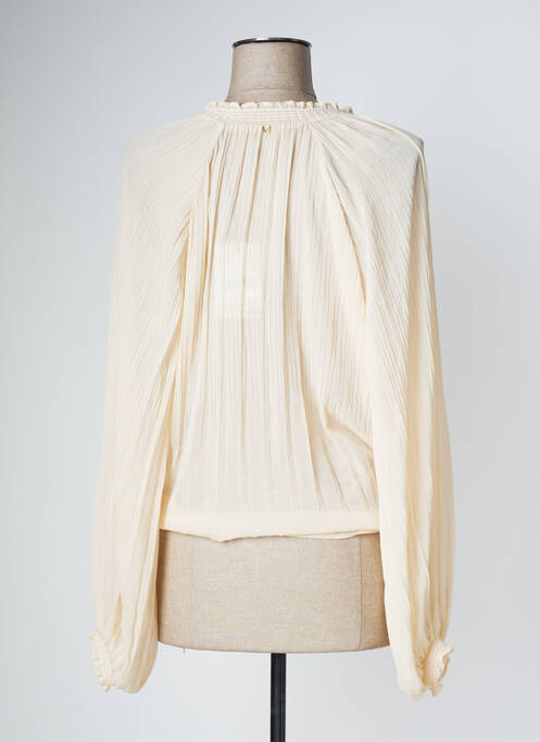 Gilet cache-cœur poignets poignets élastiqués beige LOLA CASADEMUNT femme