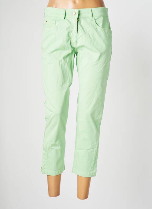 Pantacourt stretch taille normale vert ZERRES femme