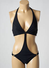 Maillot de bain 1 pièce effet matière satinée haut triangles noir AUBADE femme