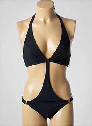 Maillot de bain 1 pièce effet matière satinée haut triangles noir AUBADE femme