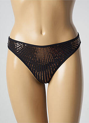 Tanga effet matière satinée noir MARLIES DEKKERS femme